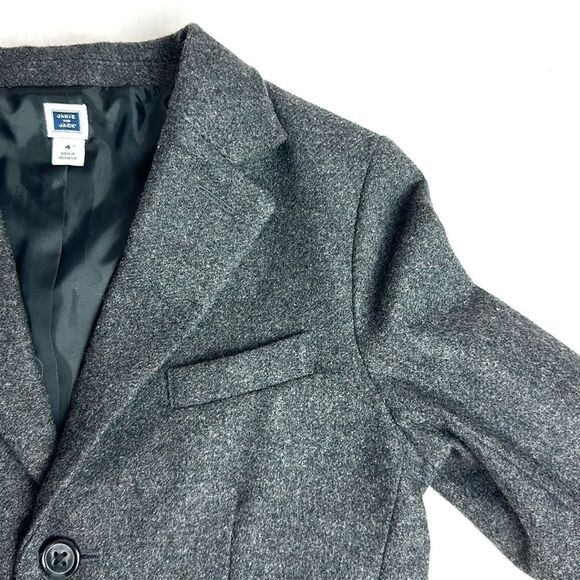 Janie and Jack Wool Blend Blazer Suit Jacket Gray with Elbow Patches sz 4 - Picture 6 of 13